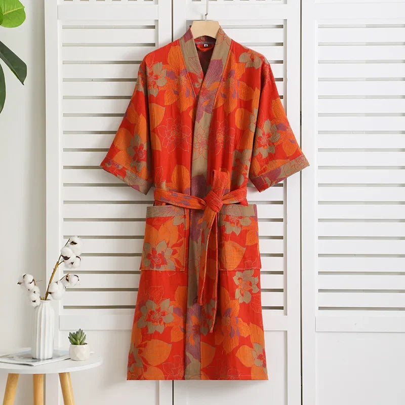 Cotton Printed Women's Bathrobe for Spring and Autumn Pajamas Home Clothing Multi Colors Quick Drying Bathrobes Female