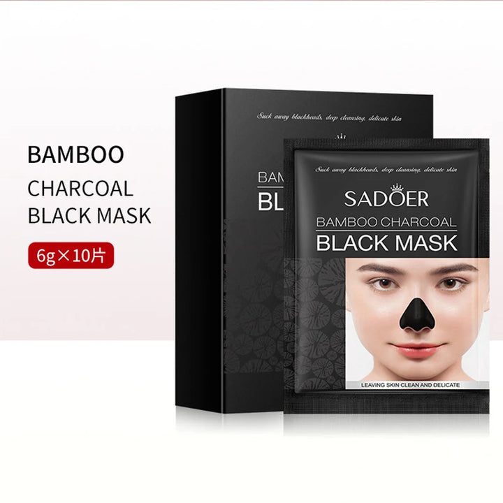 Bamboo Charcoal Blackhead Removing Peel-Off Mask, 10-Piece Travel Pack, Deeply Removes Dead Skin And Impurities.