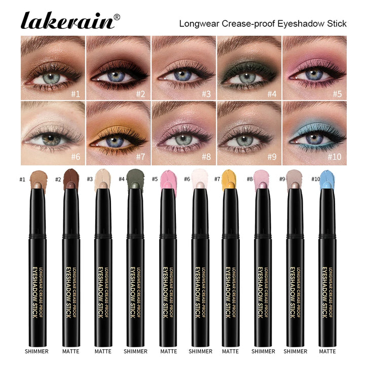 Eyeshadow Liner Sticks Matte & Shimmer Waterproof Metallic Glitter Eye Shadow Highlighter Pencil Eyeshadow Natural Cosmetics