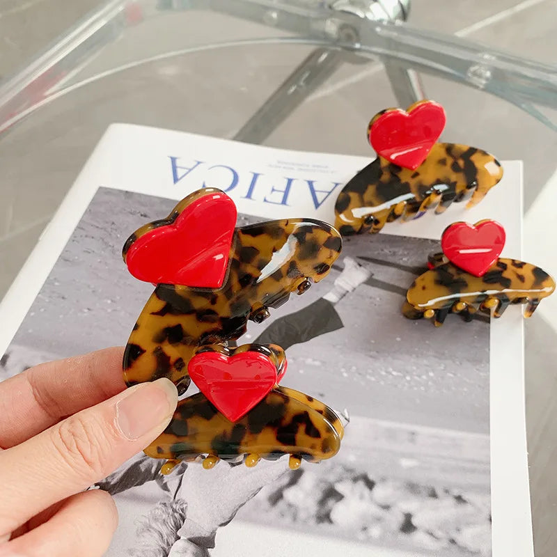 Creative color matching acetate hair clip sweet and cute girl love grab clip back head plate hair shark clip hair accessories