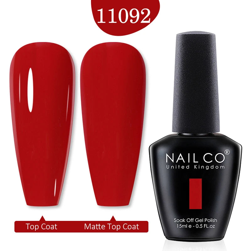 NAILCO Red Colors Series 15ML Nail Gel Polish Nail Supplies Semi Permanent For Nail Art Manicure Soak Off LED UV Hybrid Varnish