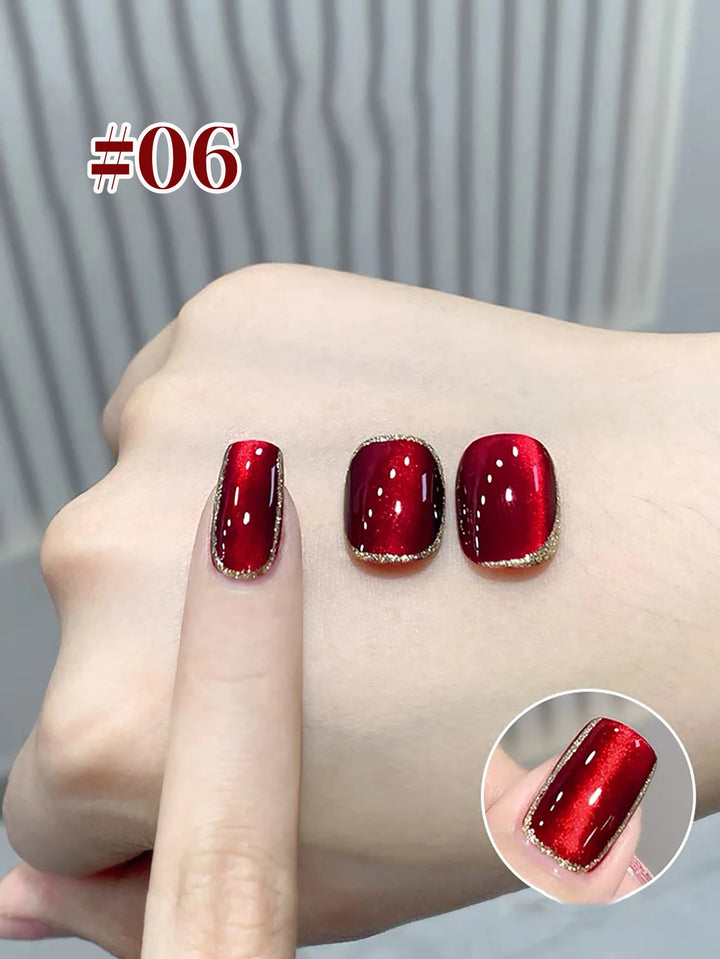 12ML 1-21PCS Autumn Nails Red through half the Sky Cat Eye Nail Glue Halloween New Whitening Glass Bead Cat Eye Nail Polish
