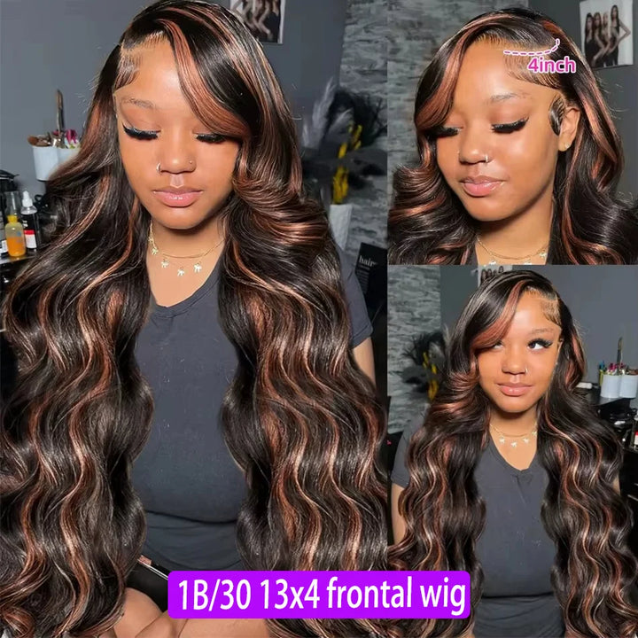 1b30 Black Brown Lace Front 13x4 Body Wave Wigs  P427 Highlight Ombre  Human Hair 13x6 HD Lace Frontal Blonde Colored Wig