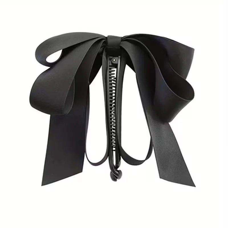 Bow tassel hair clip, high-end satin, Y2K style, hairstyle decoration and ponytail accessory, Valentine's Day gift