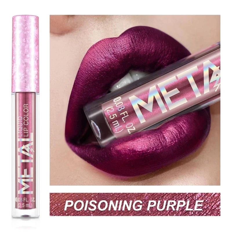 Metallic No-stick Cup Lip Gloss Glitter Matte Moisturizing Waterproof Long Lasting Lip Glaze Liquid Lipstick Lip Makeup Cosmetic