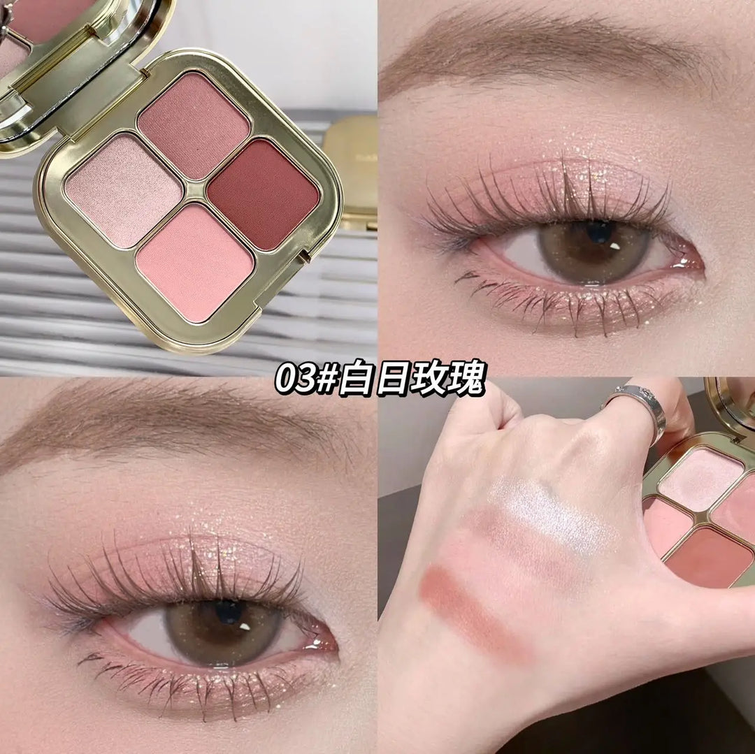 Eye Shadow Quad Sunset Magic Eye Shadow Plate (Pearl Matt Bright Ground Color, Daily Makeup Eye Shadow)