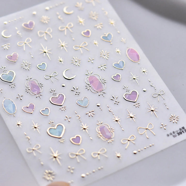 Gold Scepter Frames Nail Art Stickers Lavish Jewel Crown Patterns 5D Metal Nail Sticker Self Adhesive Manicure Decorat Decal DIY