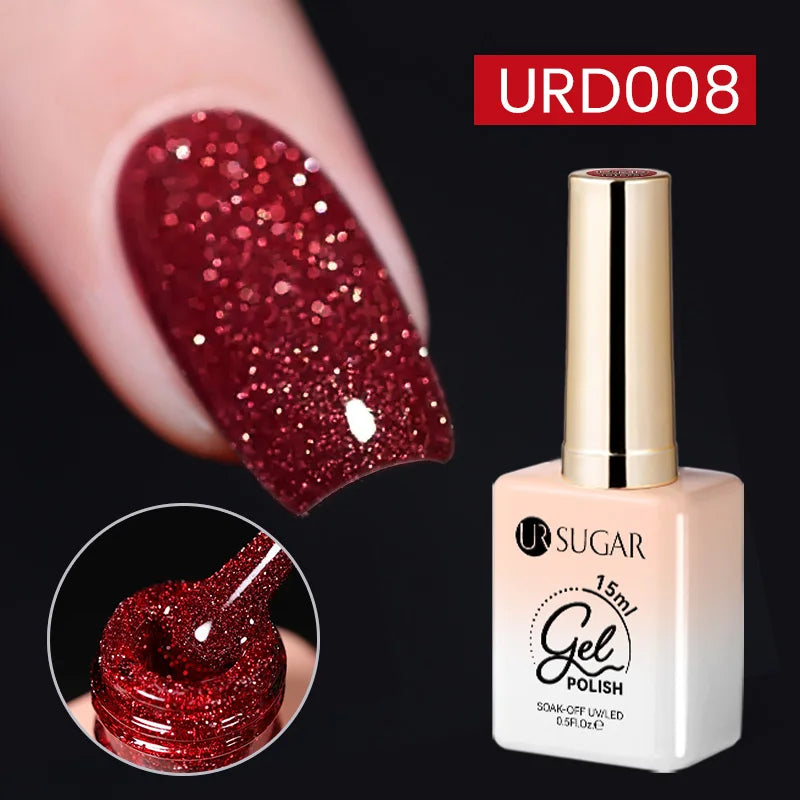 UR SUGAR 15ml Sliver Reflective Nail Gel Polish Shining Glitter Semi Permanent Soak Off UV Gel Sparkle Effect Nail Art Manicure