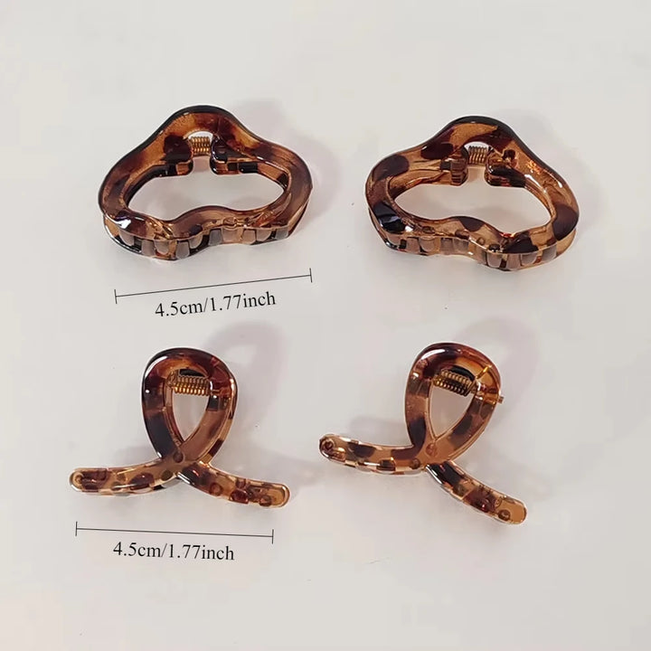 4PC Set European & American Style Leopard Print Small HairClaw Clips for Women Girls Retro Hair Accessories Headwear