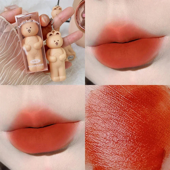 Matte Keychain Lip Gloss Waterproof Non-Stick Cup Long Lasting Moisturizing Cute Rabbit Nude Red Lip Glaze Tint Korean Cosmetics