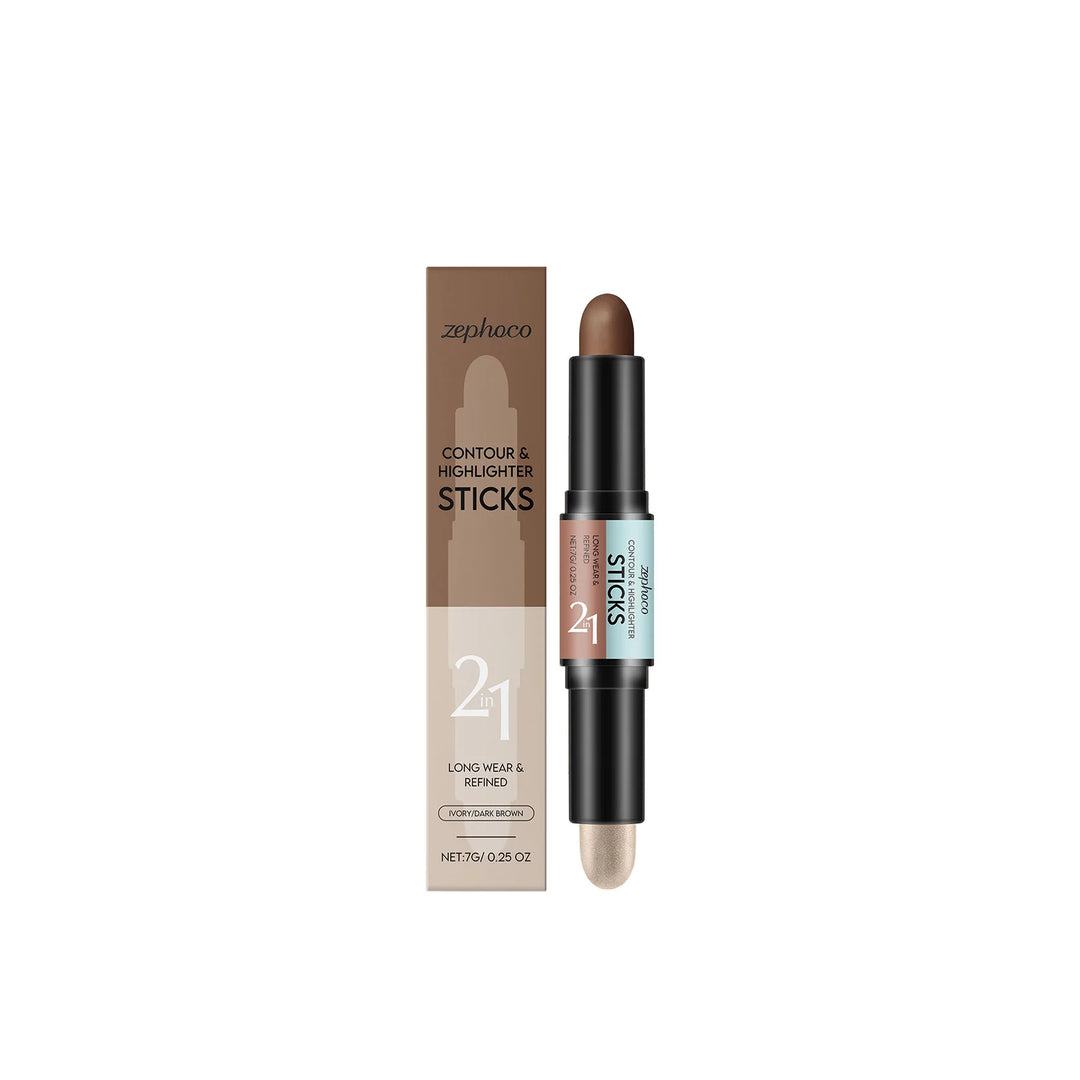 Contour Stick Dual Ended Stick Highlighter Easy Blend Travel Friendly Long Lasting Natural Finish Oil Lightweight Coverage