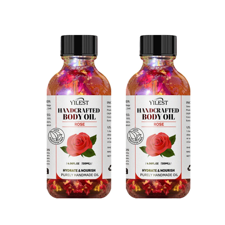 Handcrafted Rose Body Oil - 120ml Natural Blend for Dry Skin, with Jojoba & Sweet Almond Oil for Deep Hydration & Glowing Skin