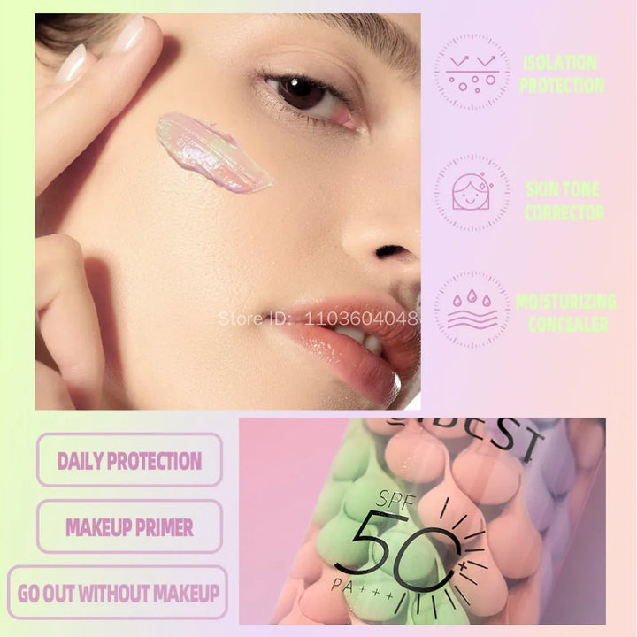 Three Colors Face Makeup Primer Isolation Concealer Cream Invisible Pore Long Lasting Moisturizing Bright Skin Base Foundation