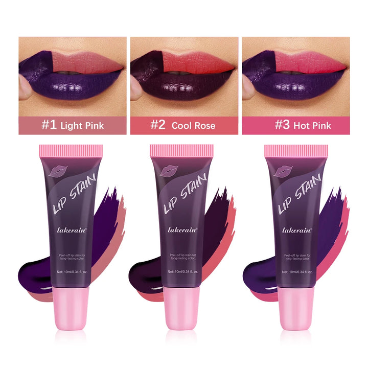 Peel Off Rose Pink Lip Gloss Matte Outline Contour Tattoo Lip Stain Waterproof Transfer Resistant Tear Off Natural Lip Tint