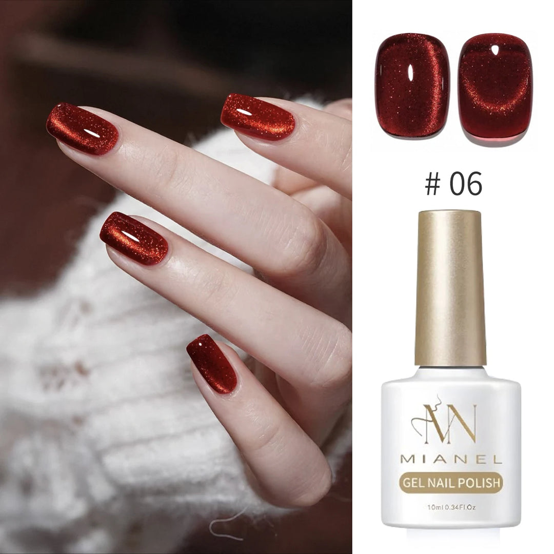 12ML 1-21PCS Autumn Nails Red through half the Sky Cat Eye Nail Glue Halloween New Whitening Glass Bead Cat Eye Nail Polish