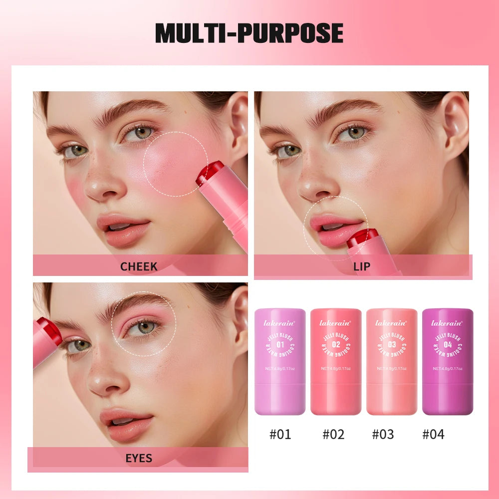 Original Cooling Water Jelly Blush Stick Blush Tinted Cosmetics Tint Stick Watercolor Multi-Use Matte Blush Makeup For Women