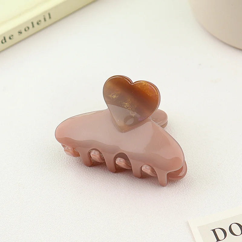 Creative color matching acetate hair clip sweet and cute girl love grab clip back head plate hair shark clip hair accessories