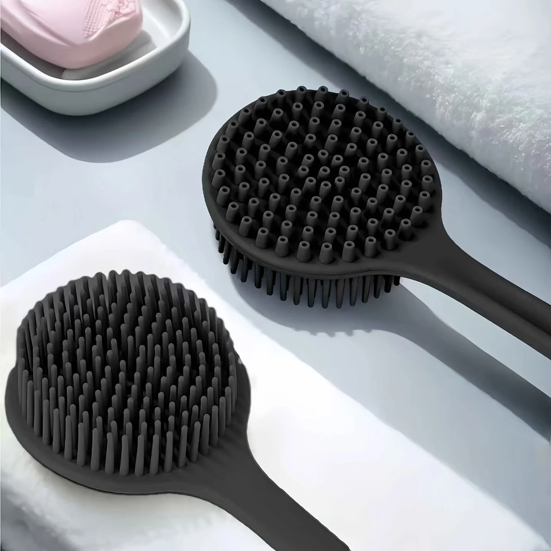 4-piece bath brush set Soft silicone bath brush with non-slip handle, easy to clean and rinse, perfect for use in the bath