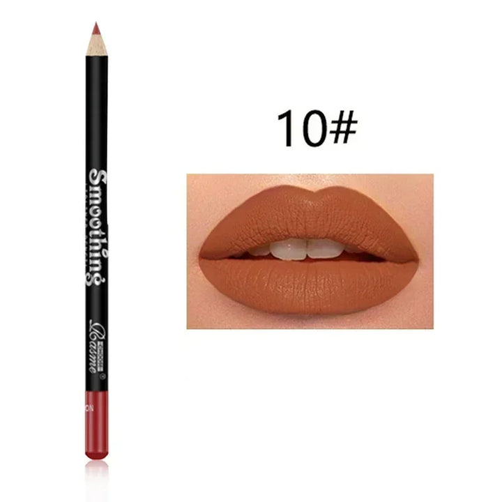 12 Color Matte Lipliner Pencil Long-Lasting Waterproof Plumping Stain Lipstick Natural Brown Lip Liner Professional Makeup
