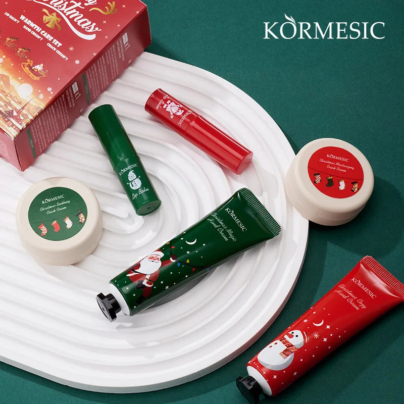 Christmas Moisturizing Gift Set - Hand Cream and Lip Balm, Hydrating Skin Care, Festive Present for Her, Family & Friends