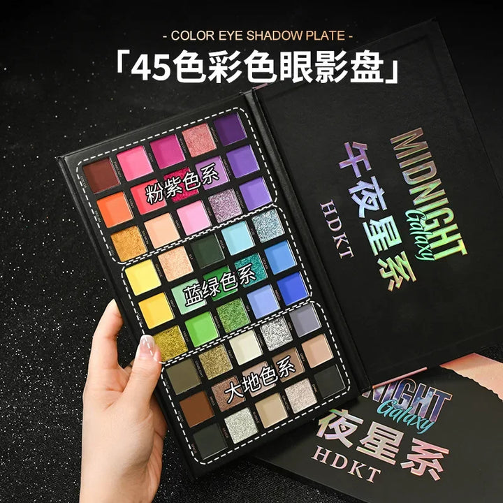 HDKT 45 Colors Midnight Galaxy Eyeshadow Palette Matte & Shimmer Professional Makeup Cosplay Valentine's Day Gift for Her