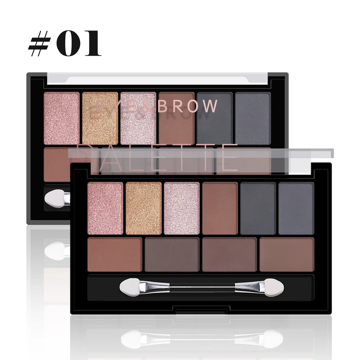 Ten color eyeshadow palette pearlescent matte fine shimmer earth tones beginner daily nude eyeshadow palette makeup