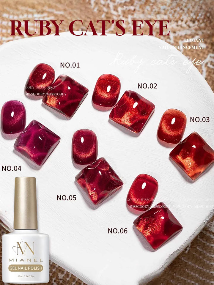 12ML 1-21PCS Autumn Nails Red through half the Sky Cat Eye Nail Glue Halloween New Whitening Glass Bead Cat Eye Nail Polish