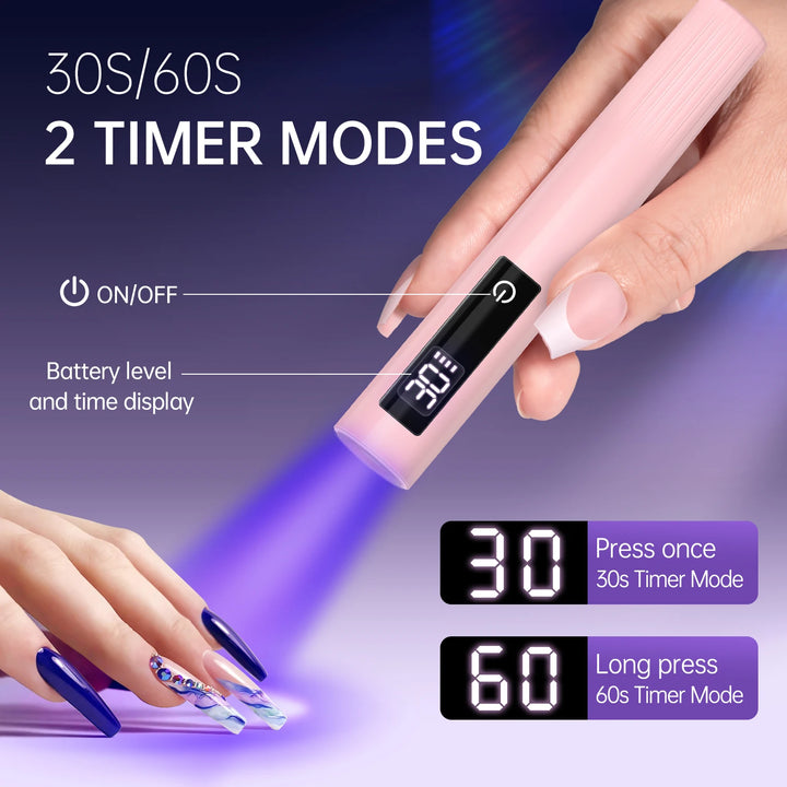 Cordless Nail Lamp with Stand Handheld UV Light with LCD Display for Gel Nails Rechargeable USB Nail Dryer for Fast Curing
