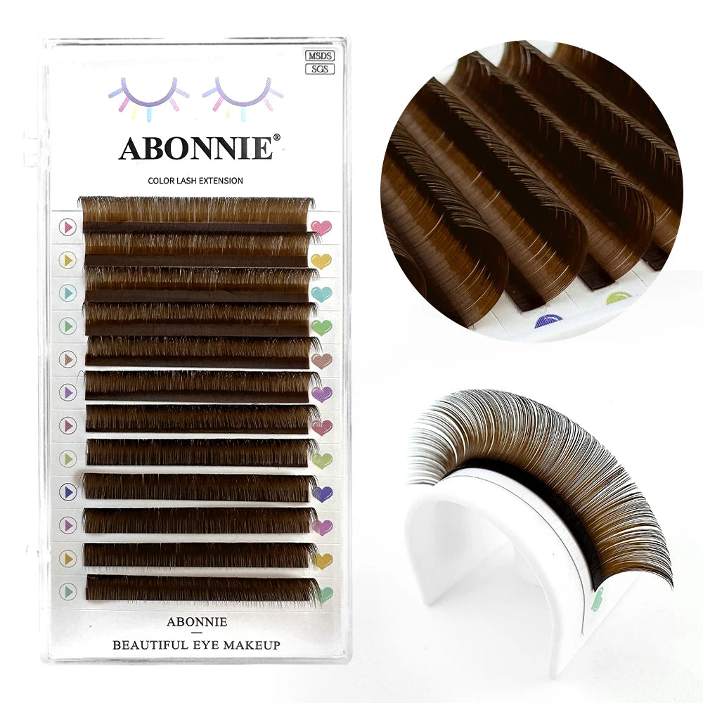 Abonnie Brown Individual Eyelashes Extension All Size Lashes Colorful Premium Classic Lashes