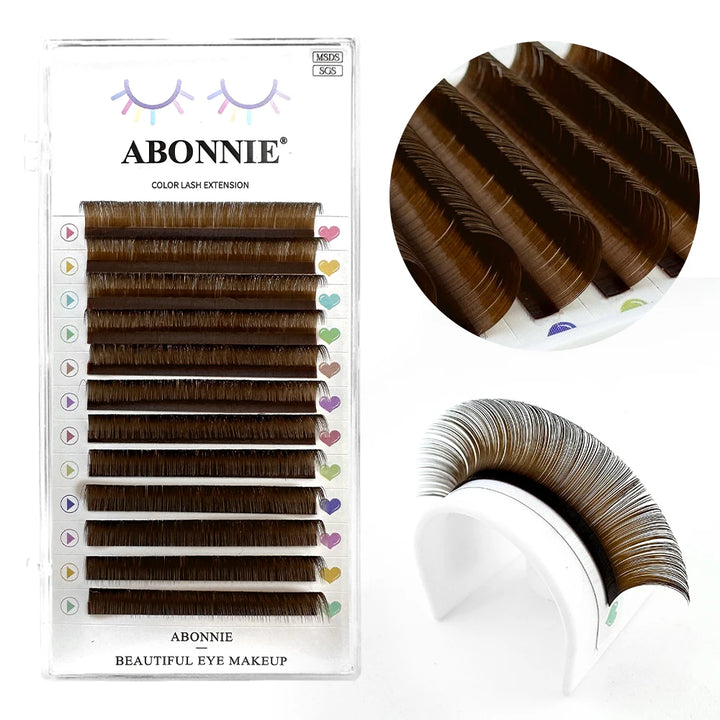 Abonnie Brown Individual Eyelashes Extension All Size Lashes Colorful Premium Classic Lashes