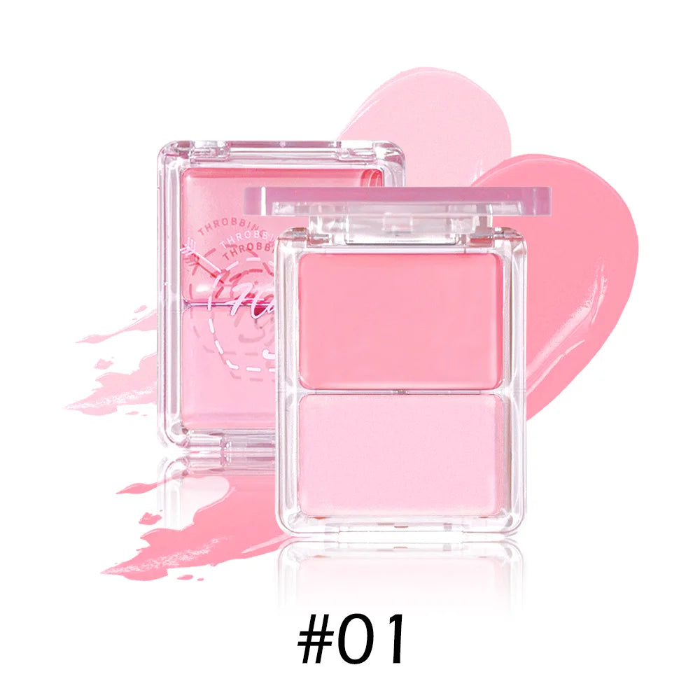 Dual Color Cream Blush & Highlighter Set, Buildable Pigment for Dewy Cheek & Face Glow