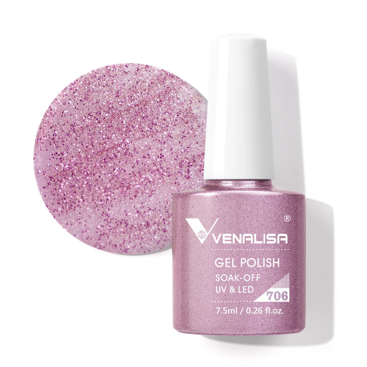 Venalisa HEMA TPO FREE Nail Gel Polish Glitter Gorgeous Full Coverage Soak Off UV LED French Nail Jelly Pink Nude Collection