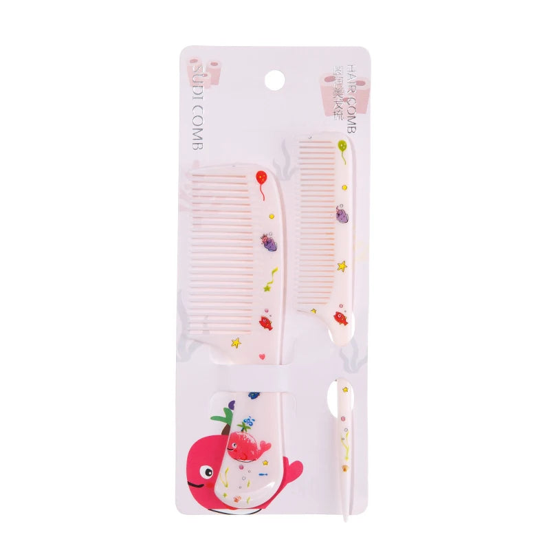 2pcs Cute Cartoon Animal Pattern Hair Comb Set, Fine Tooth Rat Tail Comb,  Baby Comb,Wide-Tooth Detangling Brush, Finishing Comb
