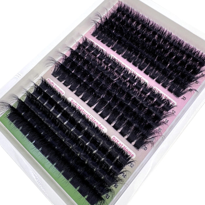 New 15Rows DIY 5D Fluffy Lash Clusters 60D-200D Thick Eyelash Clusters Wispy Individual Lashes 10-20mm Cluster Eyelash Extension