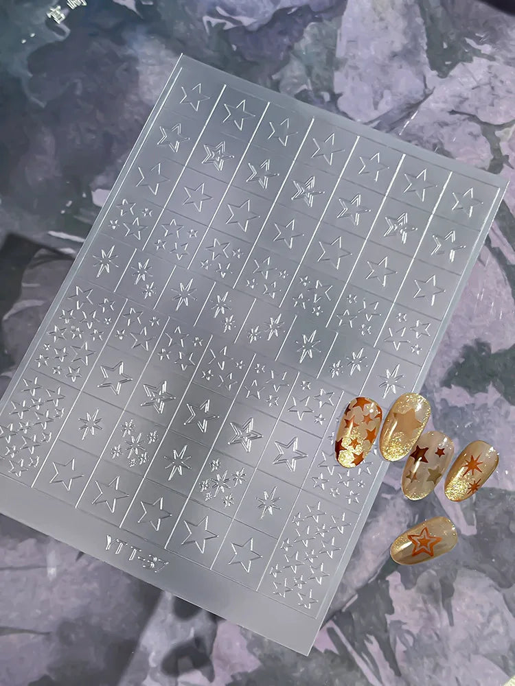 3D Checkered Transparent Spray-painted Nail Art Accessories Sticker French Line Heart-shaped Butterfly Nail Decorations Stickers