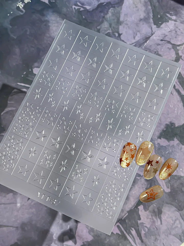 3D Checkered Transparent Spray-painted Nail Art Accessories Sticker French Line Heart-shaped Butterfly Nail Decorations Stickers