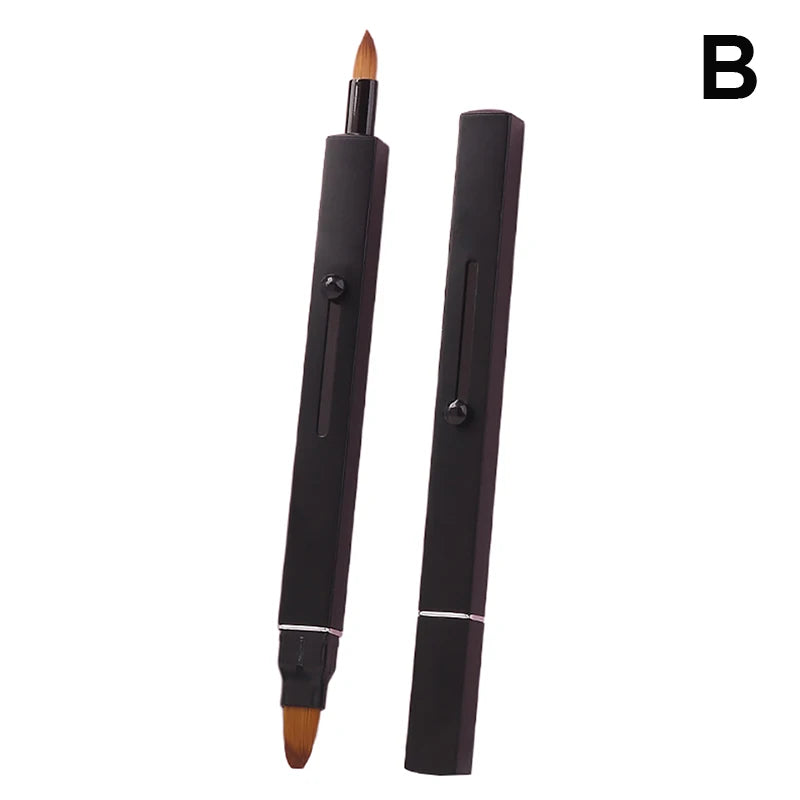 [L&P]Portable Soft Retractable Lip Brush Double Head Makeup Brush With Cover For Lipstick And Concealer Beauty