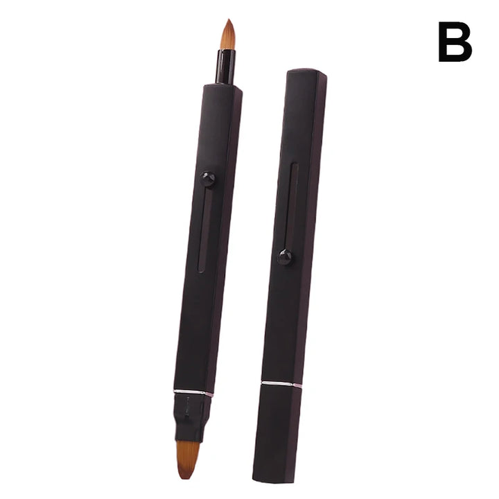 [L&P]Portable Soft Retractable Lip Brush Double Head Makeup Brush With Cover For Lipstick And Concealer Beauty