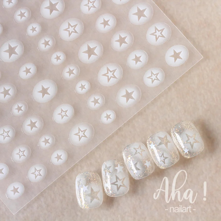 3D Nail Art Stickers  Translucence Moon/Star/Cloud Ultra-thin Nail Decals 3d Self-Adhesive White Cloud Moon Star Kawaii Sliders