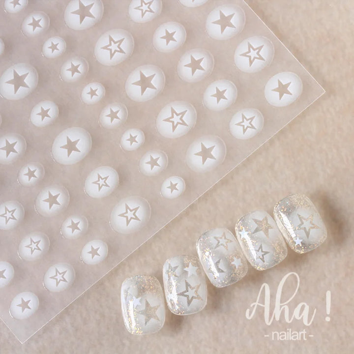 3D Nail Art Stickers  Translucence Moon/Star/Cloud Ultra-thin Nail Decals 3d Self-Adhesive White Cloud Moon Star Kawaii Sliders