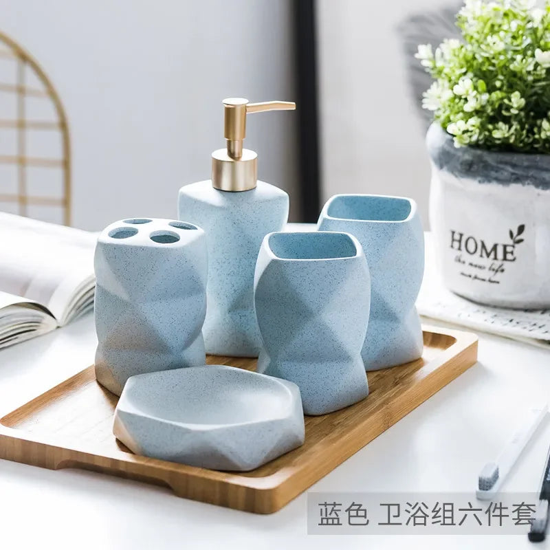Ceramic Bathroom 4-piece Set Bathroom Supplies Ornaments for Gift Giving Mouthwash Cup Toothbrush Cup Set Toilet Accessories