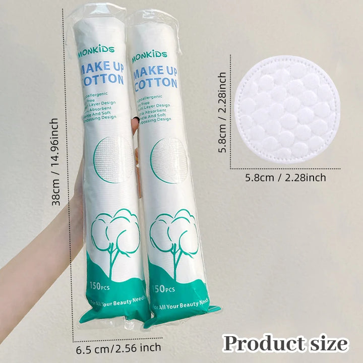 150PCS/300PCS professional round make-up, which can be used for daily cleaning, makeup removal and wet dressing.