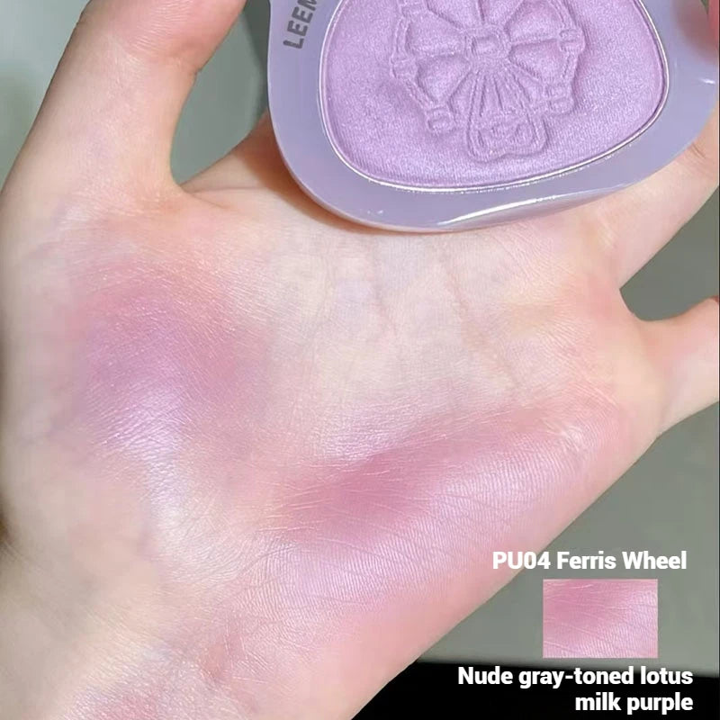 Leemember Stain Blush Baked Powder Soft Smooth Blusher Eyeshadow Gothic Nude Purple Natural Fine Flash Face Brighten Makeup