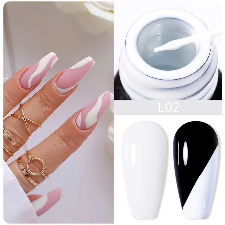 LILYCUTE 5ml Super Bright Silver Metallic Painting Liner Gel Nail Polish Drawing Stripe Graffiti Mirror Pull Line UV Gel Varnish