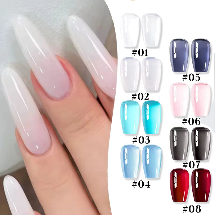 10ml 1-8pcs Milky White Quick Extension Gel Nail Polish Nude Construct Hard Semi Permanent Acrylic Extension Nail Art Varnish