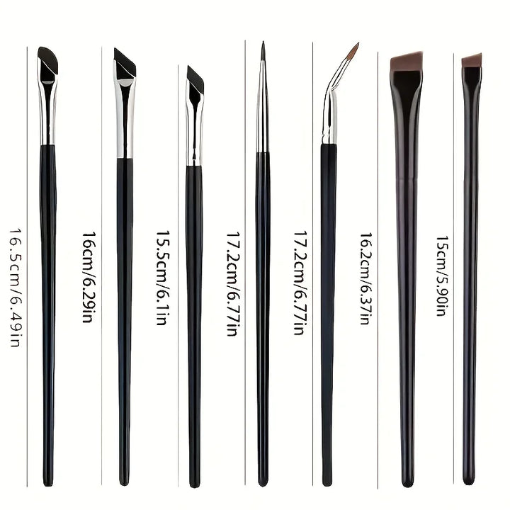 7 combination precision detail makeup brushes, eyeliner and eyebrow brush sets, with ultra-thin eyebrow and lower eyelid brushes