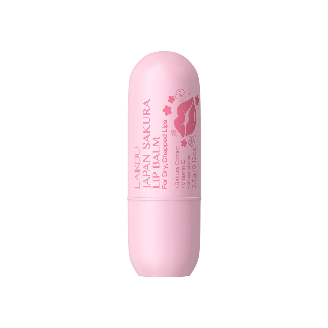 LAIKOU Japan Sakura Lip Balm 3.5g Shea Butter Vitamin E Nourishing Hydrating Moisturizer For Dry Chapped Lips Daily Lip Repair