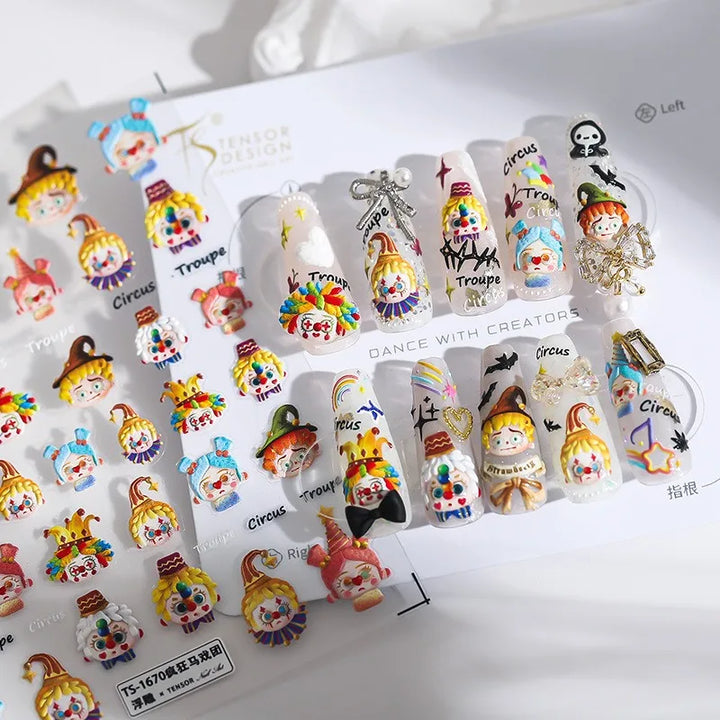 Disney Princess Cartoon 5D Nail Stickers Nail Art Decoration Frozen Snow White Nail Art Stickers Nail Supplies