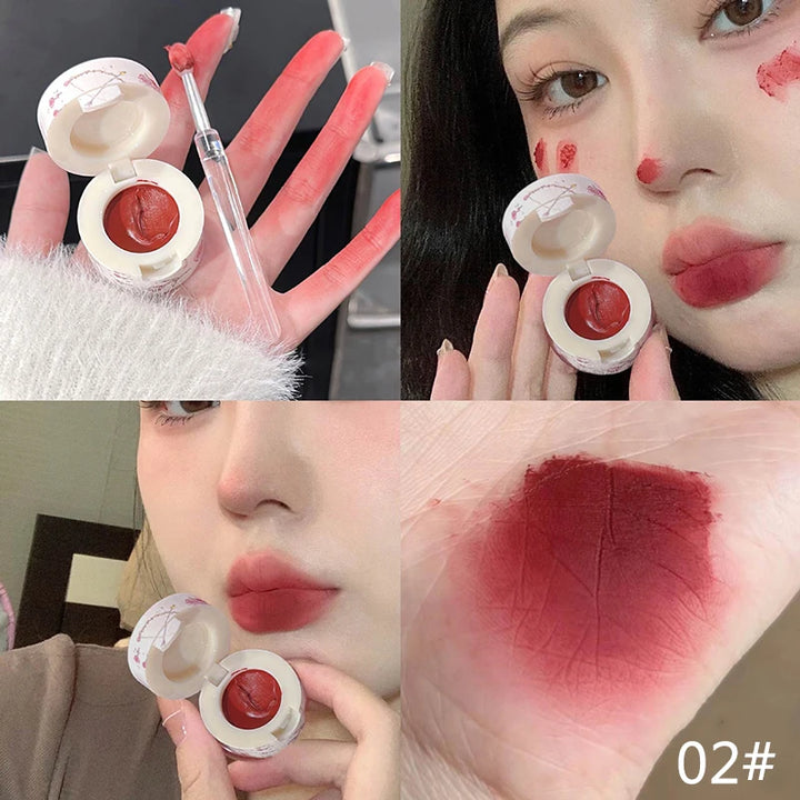 Matte Lip Mud Pot Velvet Mist Lip Glaze Waterproof Low Saturation Lip Tint Milk Orange Pink Lipstick Korean Dupe Makeup Girls
