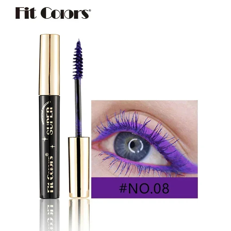 Color Mascara 14 Thick Curl Waterproof Non-smudding Natural Long Lasting Blue White Green Pink Black  Eye Makeup
